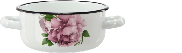 Oală emailată 1,5 l cu mânere Laura bujor, 16 cm