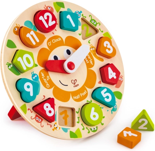Ceas puzzle din lemn pentru copii cu suport
