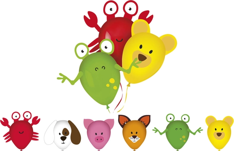 Baloane cu imagini MY PARTY Animals, set 6 buc