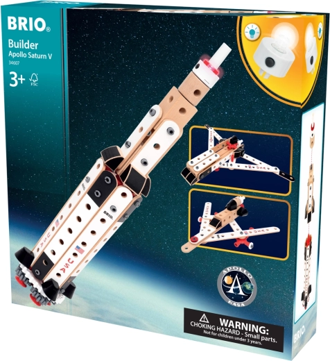 Set de construcție BRIO Builder NASA Apollo Saturn V – rachetă și set creativ