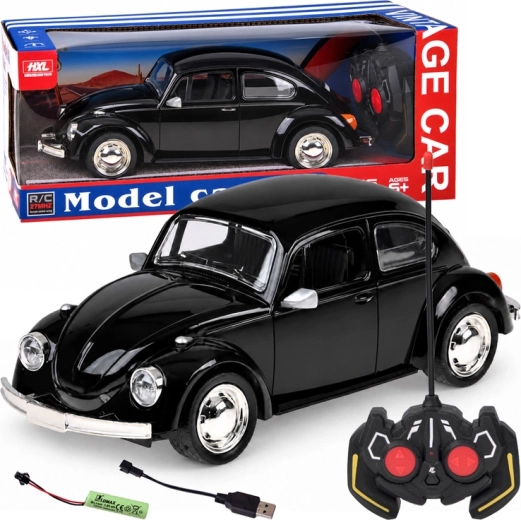 Mașină retro Beetle cu telecomandă 1:16, neagră
