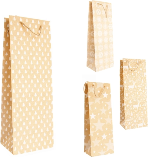 Pungă cadou de Crăciun bej-albă 13 × 10 × 35 cm (4 variante)