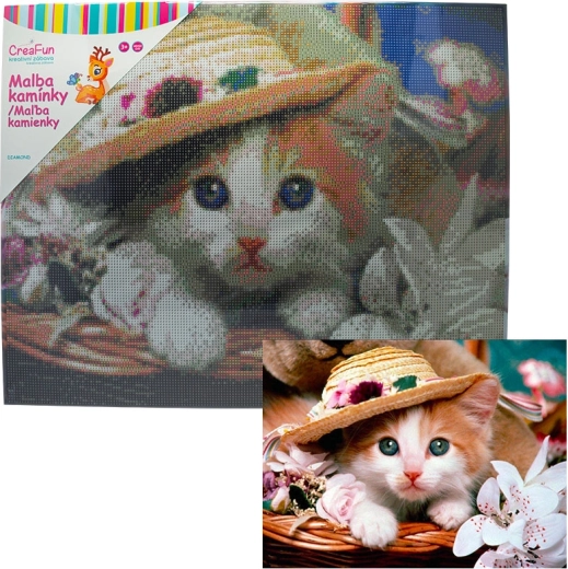 Pictură cu diamante – pisoiaș nevinovat 40 × 50 cm