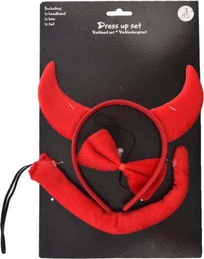 Set de accesorii de drăcușor roșu – bentiță, coadă și papion (3 buc.)