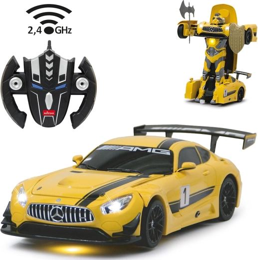 Mașină/robot RC transformabil(ă) Jamara Mercedes-Benz AMG GT3 1:14, galben(ă), 2,4 GHz