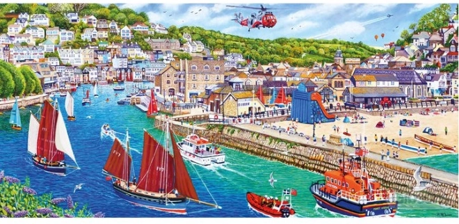 Puzzle panoramic Portul Looe de Gibsons, 636 piese
