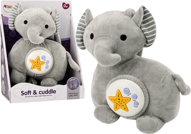 Proiector din pluș Elefant Adormit Gri Hugs Stars Melodies
