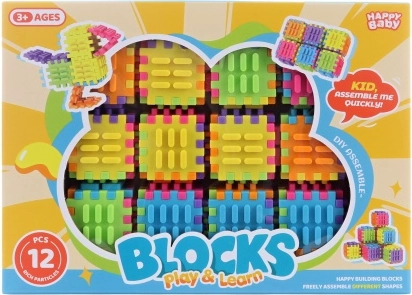 Set de construcție cu cuburi cu clips 12 buc
