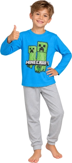 Pijama pentru copii Minecraft albastru-gri