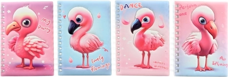 Caiet cu motiv de flamingo, legare cu spirală 13 × 17,5 cm