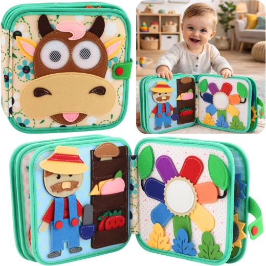 Carte senzorială din fetru – animale domestice cu văcuță