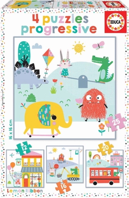 Puzzle pentru copii EDUCA Lemon Ribbon 4‑în‑1 (12–25 piese)