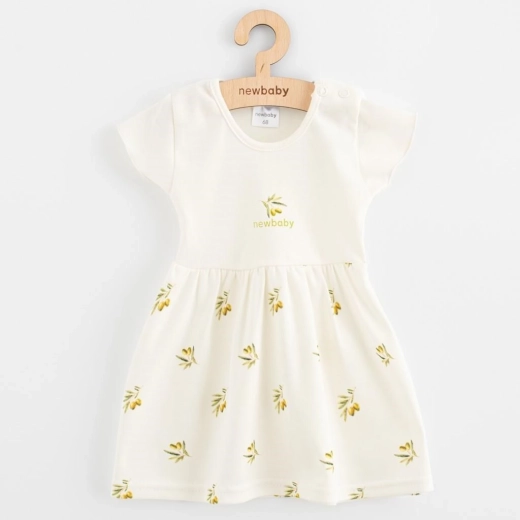 Rochie pentru bebeluși din bumbac organic, cu mânecă scurtă, New Baby Măsline, mărimea 56