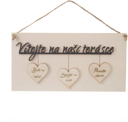 Plăcuță din lemn „Bine ați venit pe terasa noastră” 34 × 16 cm