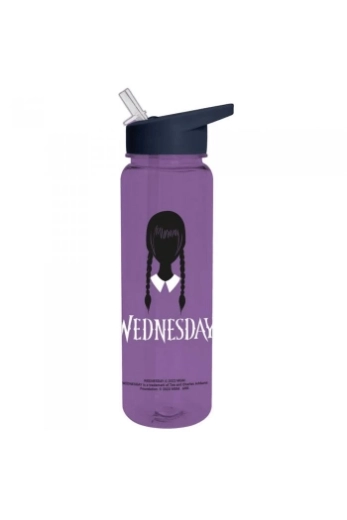 Sticlă din plastic Wednesday cu pai, 700 ml