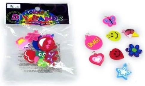 Pandantive colorate pentru brățări din elastice – set 8 buc.