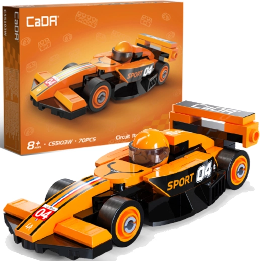 Set de construcție CaDA mașină de curse Circuit Racing Car portocalie 70 piese