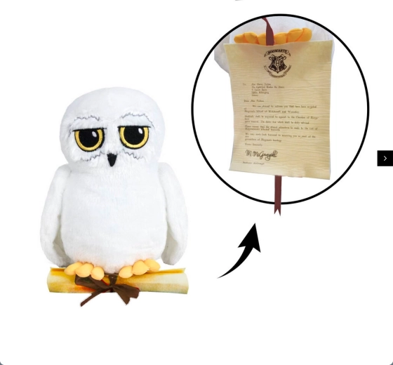 Harry Potter bufniță de pluș Hedwig cu scrisoare 25 cm - 1 bucată