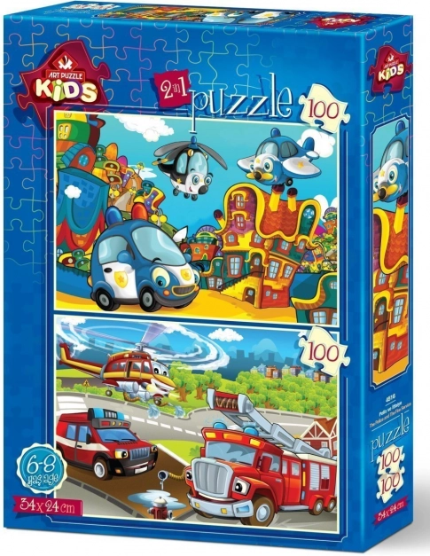 Puzzle poliție și pompieri 2×100 piese