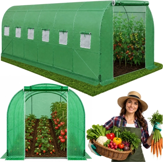 Tunel de grădină cu folie PRO 10 × 3 × 2 m (30 m²) cu UV12, structură din oțel 25 mm