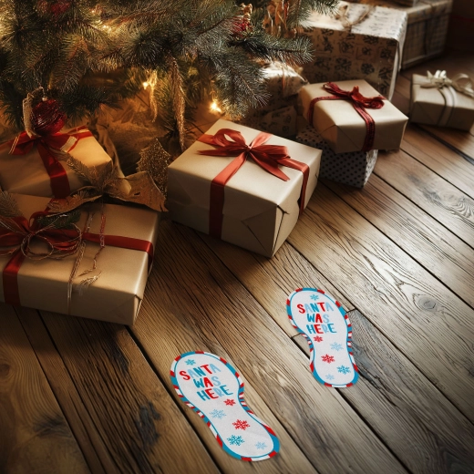 Autocolant de Crăciun cu urme „Santa was here” 25 × 10 cm – 2 bucăți
