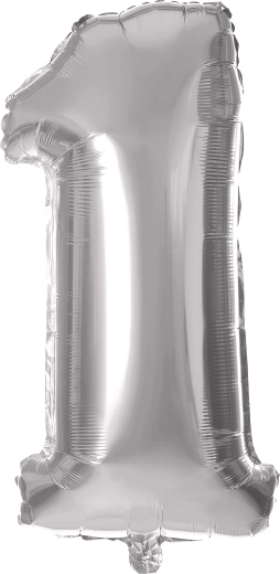 Balon din folie cifră 1, 30 cm, argintiu TORO