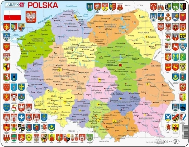Larsen hartă politică a Poloniei – puzzle educativ pe planșă