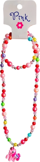 Colier cu pandantiv ponei roz