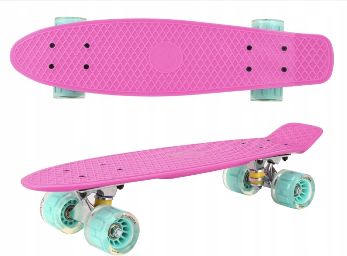 Penny board din plastic cu roți luminoase Pink Mint