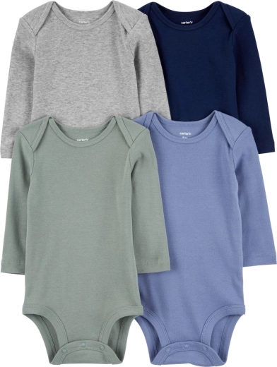 Carter’s set body cu mânecă lungă pentru băieți, albastru/verde/gri, 4 bucăți, măr. 56