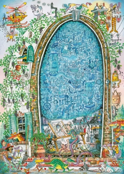 Puzzle 1000 piese – mintea nebună a artistului, Paul Korky (puzzle + poster)