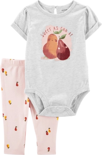 Set Carter's din 2 piese pentru fetiță: body cu mânecă scurtă și colanți Grey Pears (NB)