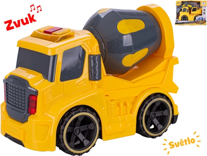Vehicul de construcții cu mecanism de inerție și efecte luminoase și sonore, 19 cm