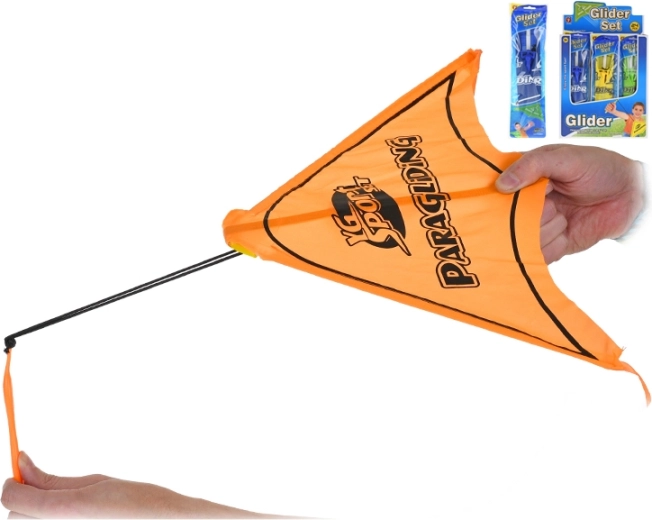 Planor din material textil cu lansare și parașutist, 43 cm