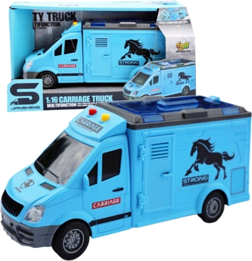 Transportor albastru pentru cai cu efecte luminoase și sonore