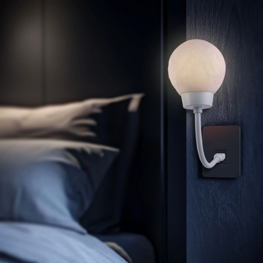 Lampă lunară de noapte cu lumină albă caldă, USB