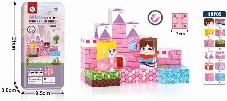 Set de construcție magnetic Castelul prințesei 38 de piese 2 cm