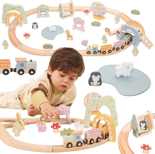 Viga cale ferată din lemn, 62 piese