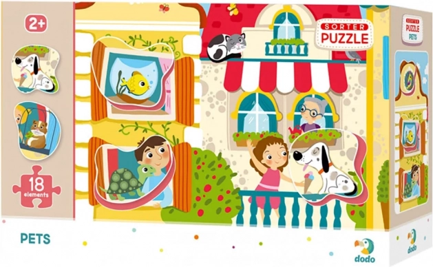 Puzzle de sortare 18 piese – animale domestice