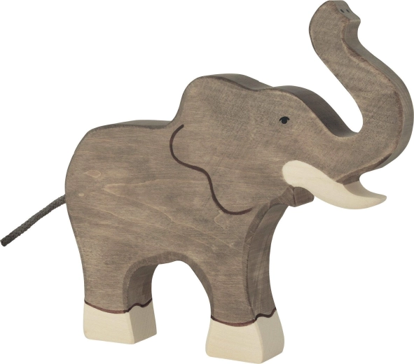 Elefant din lemn Holztiger cu trompa ridicată - 1 bucată