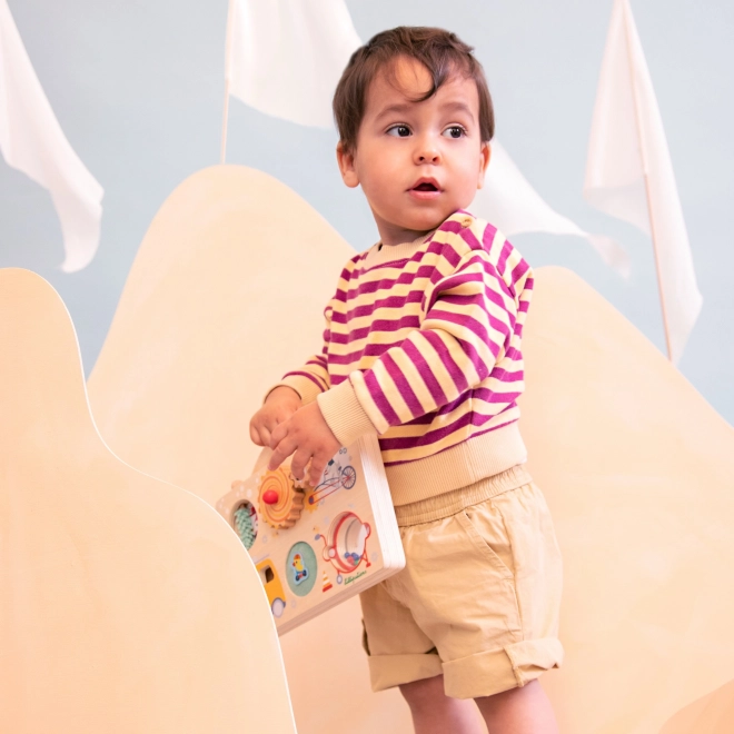 Panou din lemn cu activități – aventuri în călătorii