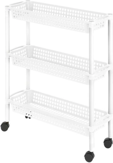 Raft din plastic Heidrun pe roți cu 3 coșuri 60 × 18 × 61 cm (mix de culori)