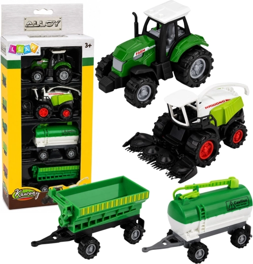 Set de vehicule agricole cu tractor, combină și cisternă 1:68 (4 buc.)