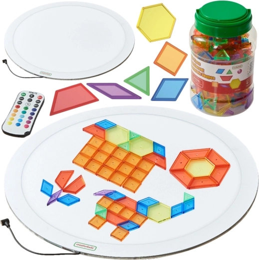 MASTERKIDZ panou luminos LED rotund cu mozaic color Montessori 140 piese