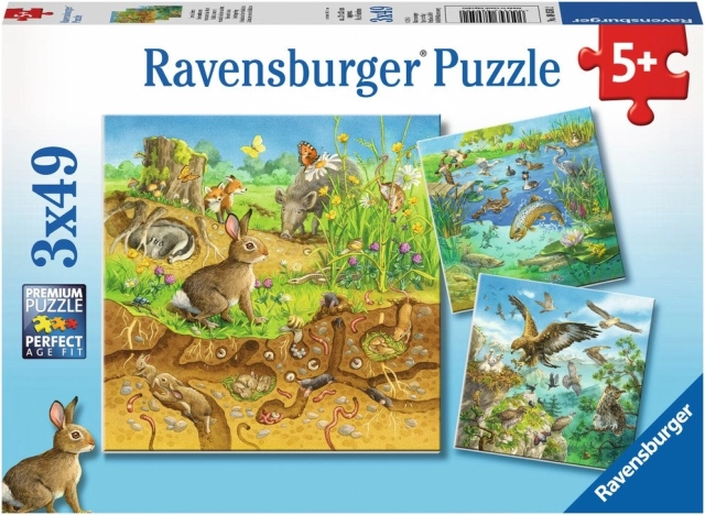 Puzzle Animale în Căminul Lor 3x49 Piese