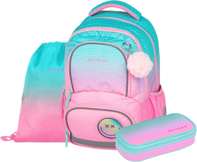 Set școlar OXYBAG OXY NEXT Ombre Pink – rucsac, penar și săculeț