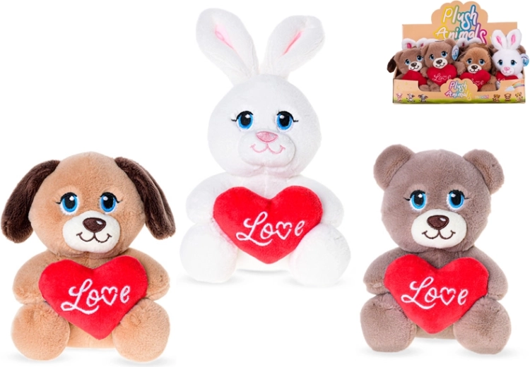 Animăluț de pluș cu inimioară Love 15 cm