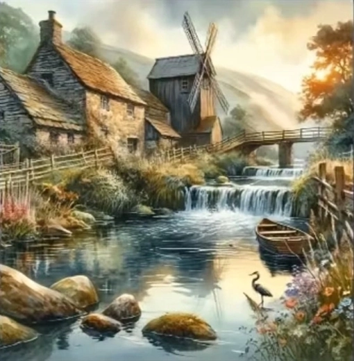 Norimpex pictură cu diamante moară pe râu 30 × 40 cm