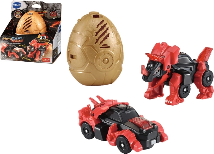 VTech Motozaury Triceratops în ou – dinozaur transformabil în mașină de curse cu lumini și sunete
