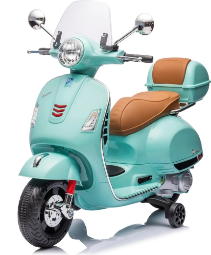 Motocicletă electrică pentru copii în stil Vespa GTS – verde mentă
